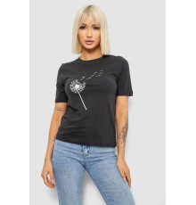 Жіноча футболка з принтом, колір грифельний, 241R124