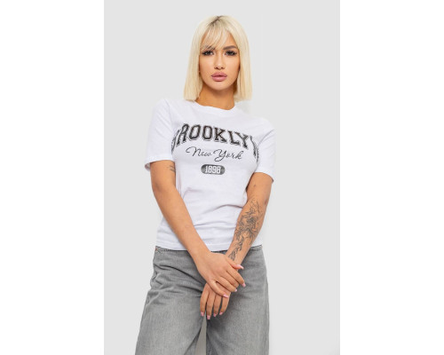 Жіноча футболка з принтом, колір білий, 241R137