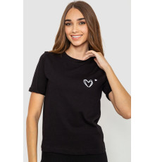 Жіноча футболка з принтом, колір чорний, 241R122