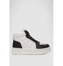 Кросівки жіночі зимові на хутрі, колір біло-чорний, 248RMB02