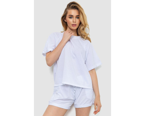 Костюм женский однотонный, цвет белый, 244R039