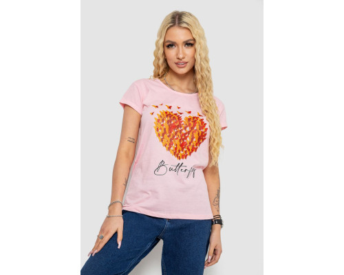Футболка женская с принтом, цвет розовый, 244R2204