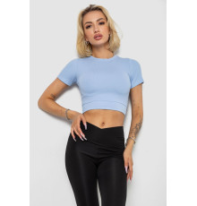 Футболка - топ жіноча в рубчик, колір блакитний, 238R58210