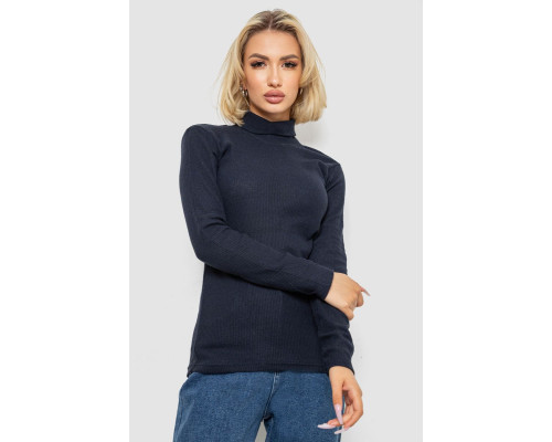 Гольф жіночий однотонний в рубчик, колір темно-синій, 238R803