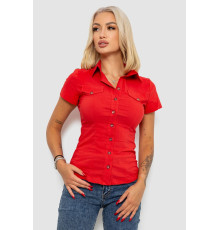 Рубашка женская однотонная, цвет красный, 230R068-1