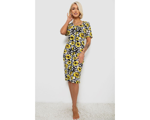 Халат жіночий на блискавці з принтом, колір жовтий, 257R1030-2