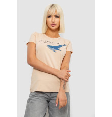 Футболка жіноча з принтом, колір бежевий, 244R1006