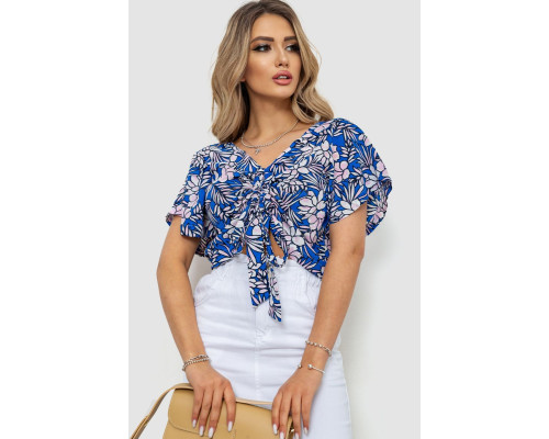 Блуза шифоновая, цвет сине-розовый, 244R069