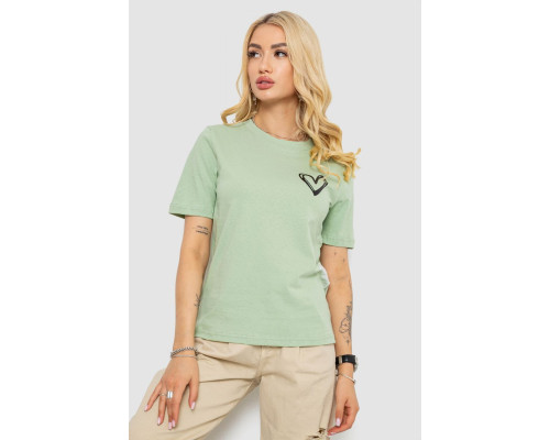 Жіноча футболка з принтом, колір оливковий, 241R128