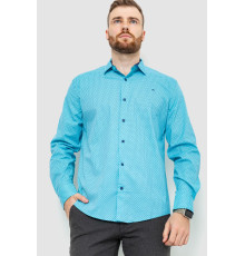 Сорочка чоловіча класична з принтом, колір бірюзово-синій, 214R7400