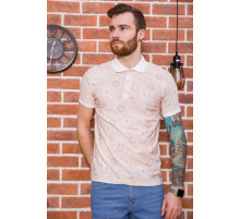 Мужское поло, в цветочный принт, бежевого цвета, 194R2120