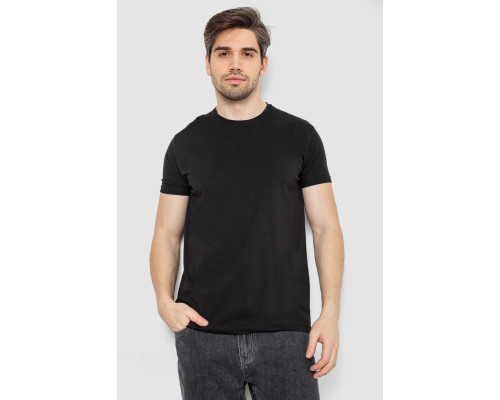 Футболка чоловіча однотонна батал, колір чорний, 244R2406