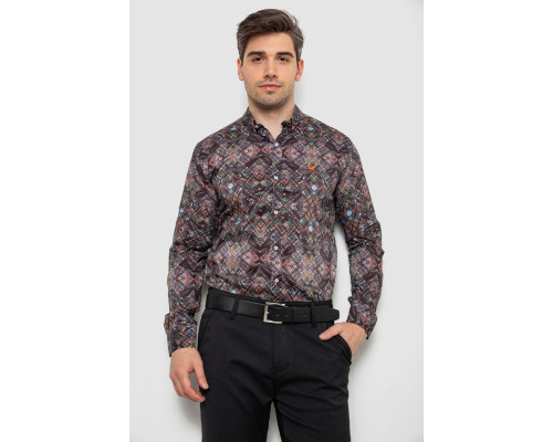 Сорочка чоловіча з принтом, колір чорний, 214R2684