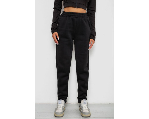 Спортивні штани жіночі на флісі, колір чорний, 238R58641-1