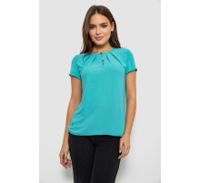 Блуза однотонна, колір бірюзовий, 230R112