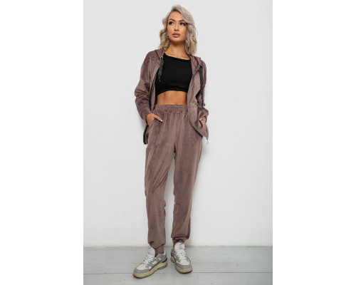 Спортивний костюм жіночий велюровий, колір мокко, 257R4119