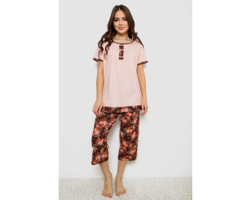 Пижама женская с принтом, цвет персиковый, 243R1602-005