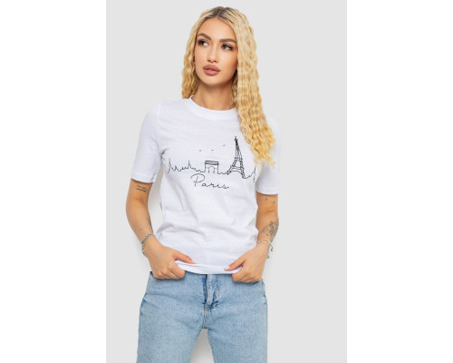 Футболка женская с принтом, цвет белый, 241R132