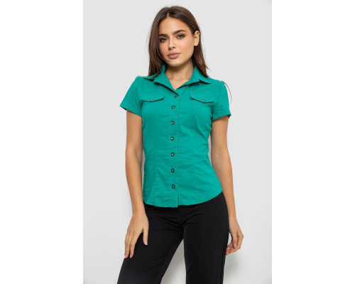 Сорочка жіноча однотонна, колір зелений, 230R068-1