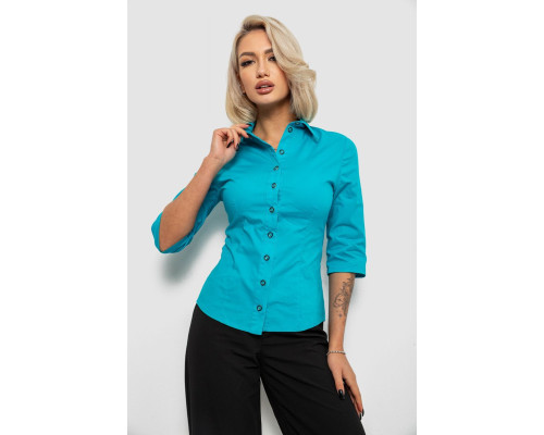 Рубашка женская однотонная, цвет бирюзовый, 230R068-5