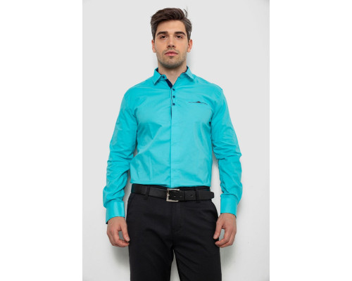 Рубашка мужская, цвет бирюзовый, 214R7158