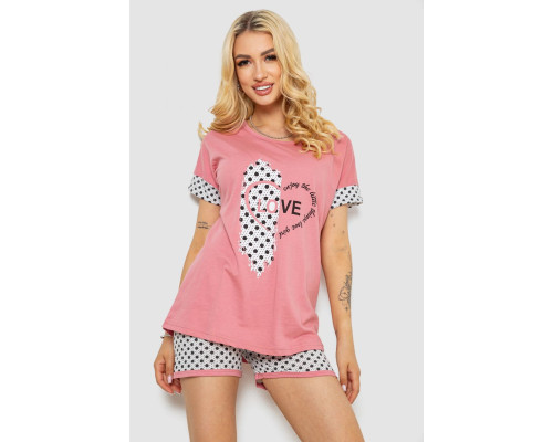 Пижама женская с принтом, цвет пудровый, 243R3049