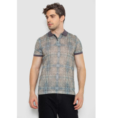 Поло чоловіче з принтом, колір сіро-оливковий, 247R318