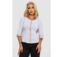 Блуза класична з вишивкою, колір білий, 230R03-1