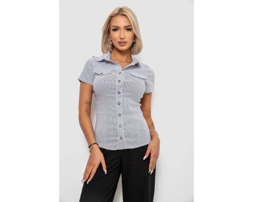 Рубашка классическая в полоску, цвет светло-серый, 230R667