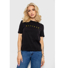 Футболка жіноча з принтом, колір чорно-золотистий, 238R57376