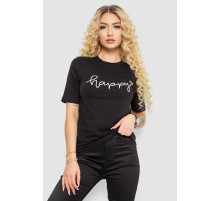 Жіноча футболка з принтом, колір чорний, 241R126