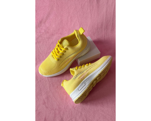 Кроссовки женские текстиль, цвет желтый, 243RA33