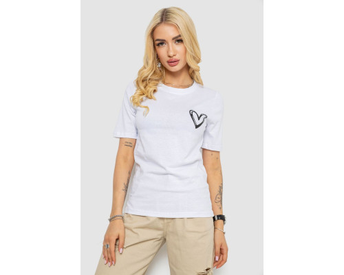 Жіноча футболка з принтом, колір білий, 241R128