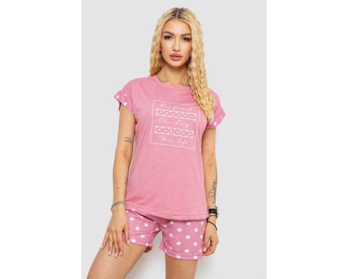 Піжама жіноча з принтом, колір пудровий, 243R2110