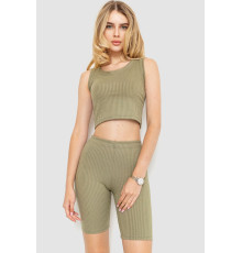 Костюм жіночий в рубчик повсякденний, колір оливковий, 214R700