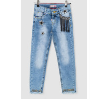 Джинсы для девочек, цвет темно-голубой, 247R3827