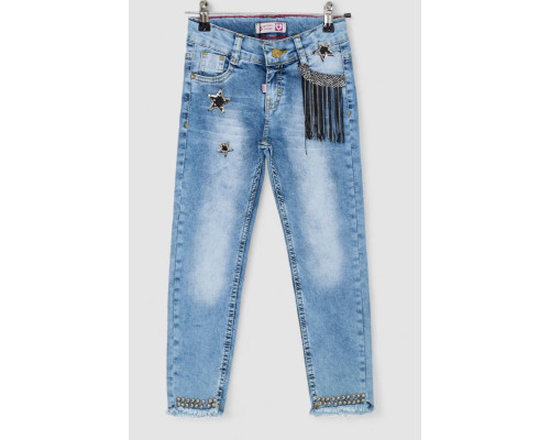 Джинсы для девочек, цвет темно-голубой, 247R3827