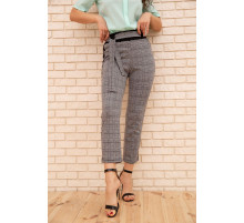 Женские укороченные брюки, в клетку с лампасами, цвет Серый, 172R9314-3