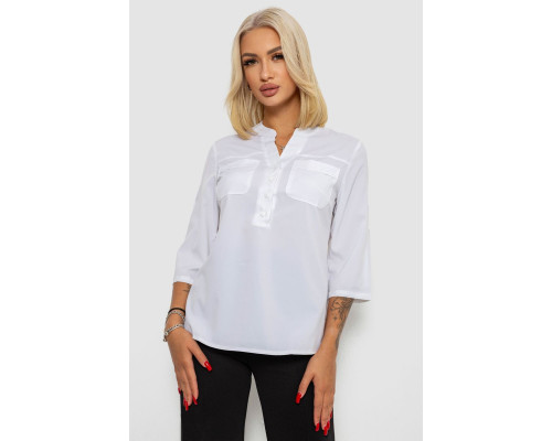 Блуза однотонна, колір білий, 230R97