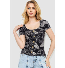 Футболка-топ жіноча з принтом, колір чорний, 244R044 Футболка-топ жіноча з принтом, колір чорний, 244R044