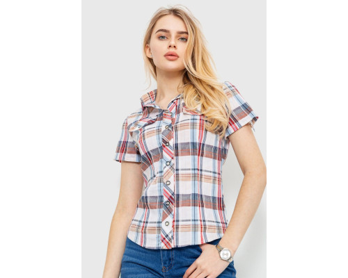 Сорочка жіноча в клітку, колір молочно-коричневий, 230R061-11