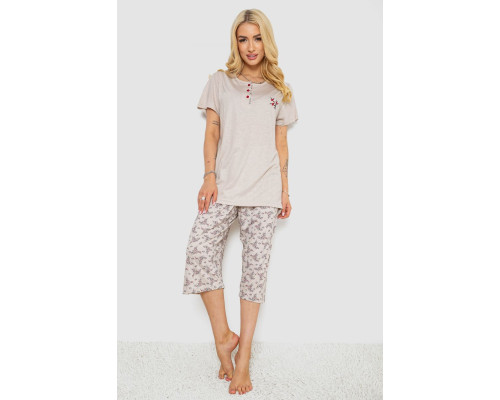 Пижама женская с принтом, цвет бежевый, 243R6967
