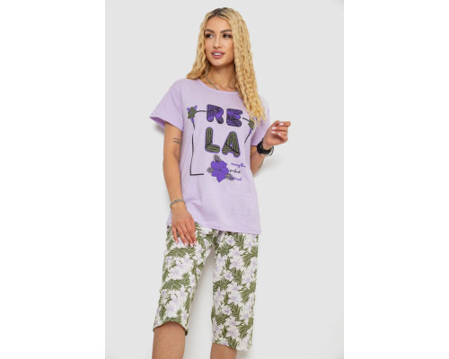 Піжама жіноча з принтом, колір бузковий, 243R3755