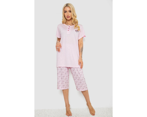 Піжама жіноча з принтом, колір рожевий, 243R6921
