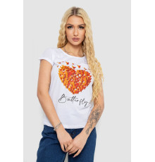 Футболка жіноча з принтом, колір білий, 244R2204 Футболка жіноча з принтом, колір білий, 244R2204