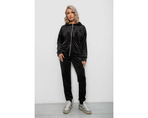 Спортивний костюм жіночий велюровий, колір чорний, 257R4119