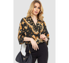 Боді з квітковим принтом, колір чорно-бежевий, 244R049