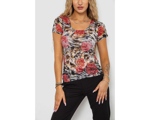 Футболка- женская сетка, цвет бежево-розовый, 186R628