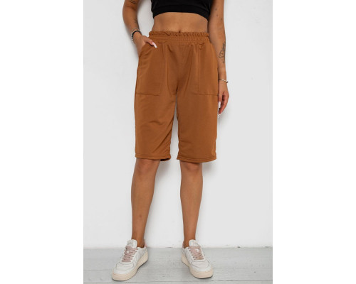 Шорти жіночі однотонні, колір коричневий, 238R119