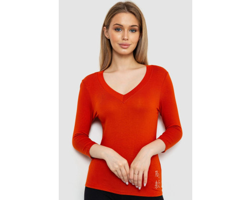 Женский лонгслив укороченный с рукавом 3/4, цвет терракотовый, 186R508
